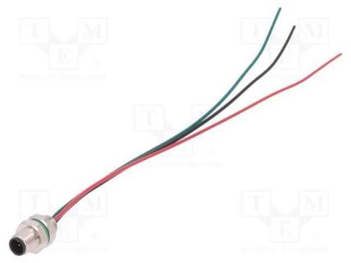 Conector: M5, Tomada, Macho, Fios, para Painel,Porca de Trás, Ip67