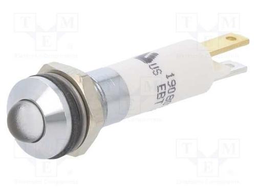 Luz indicadora: LED, convexa, branco, 24VDC, 24VA.