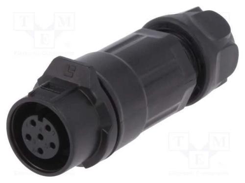 Conector: Redondos, Ficha, Tamanho 12, 02, Fêmea, Pin: 6, Ao Trinco