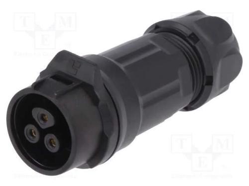 Conector: Redondos, Ficha, Tamanho 16, 02, Fêmea, Pin: 3, Ao Trinco