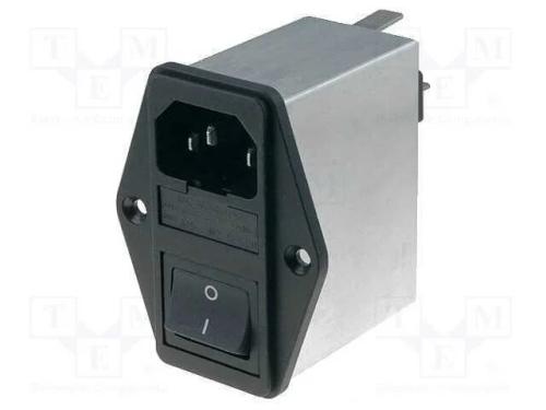 Conector: de alimentação, tomada, macho, 6A, 250V.