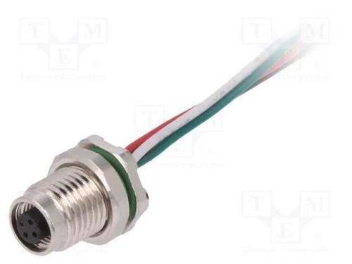 Conector: M5, Tomada, Fêmea, Fios, para Painel,Porca da Frente