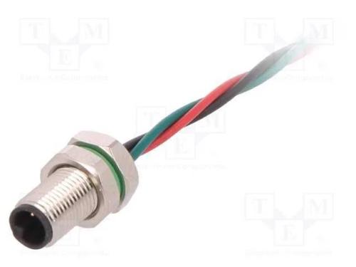 Conector: M5, Tomada, Macho, Fios, para Painel,Porca da Frente