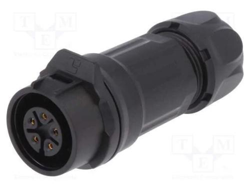Conector: Redondos, Ficha, Tamanho 16, 02, Fêmea, Pin: 5, Ao Trinco