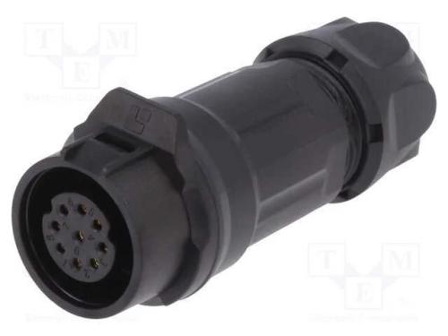 Conector: Redondos, Ficha, Tamanho 16, 02, Fêmea, Pin: 9, Ao Trinco