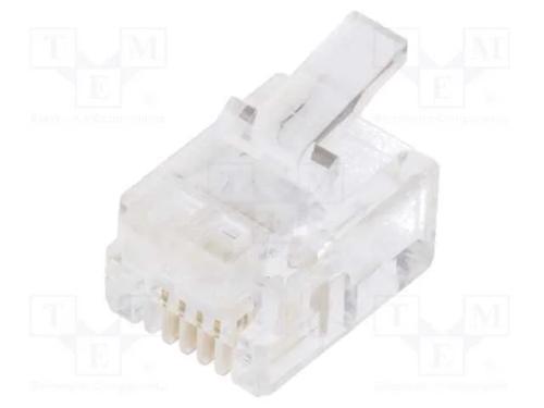 Ficha, RJ12, PIN: 4, Sistema: 6p4c, com cabo, IDC.