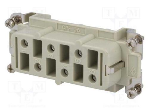 Conector: HDC, fêmea, CP, PIN: 6, tamanho 77.27, .