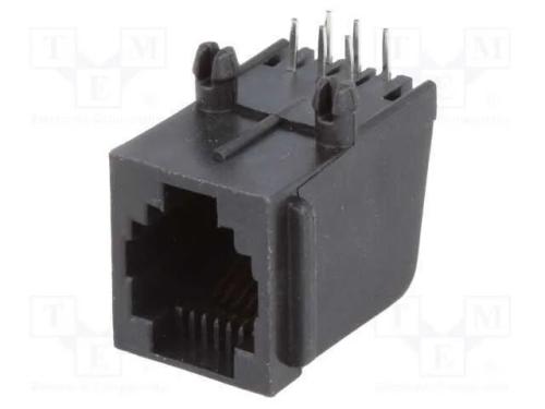 Tomada, RJ12, PIN: 6, dourado, Sistema: 6p6c, THT.