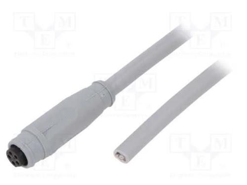 Conector: M8, 5m, Fêmea, Pin: 5, Simples, Ficha, Trinco, 3a, Ip67, 30v