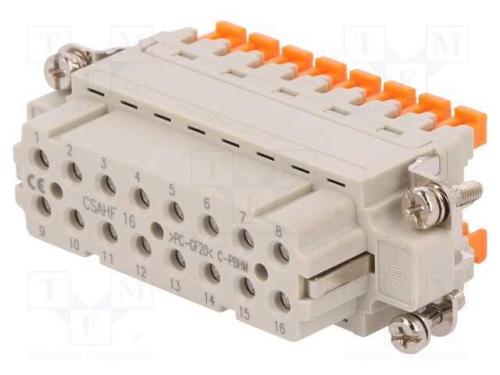 Conector: HDC, fêmea, CSAH, PIN: 16, 16+PE, taman.