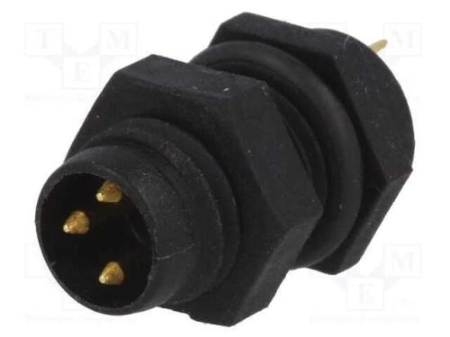 Conector: M8, macho, PIN: 3, para painel, tomada,.