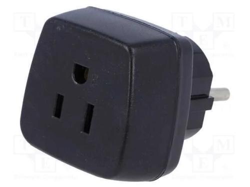 Passo: adaptador, 2P+PE, 230VAC, 15A, preta, PIN:.