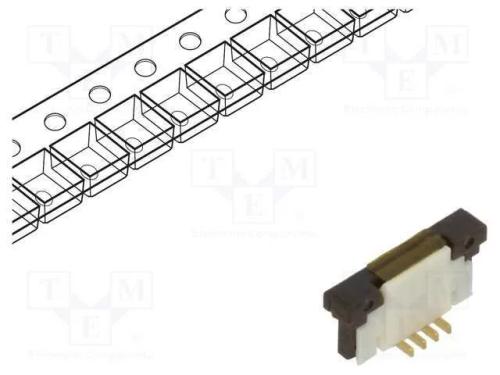 Conector: FFC/FPC, verticais, PIN: 4, ZIF, SMT, 1.