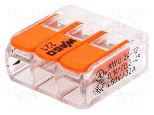 Conector rápido, 221, aperto de molas, 0,2÷4mm2, .
