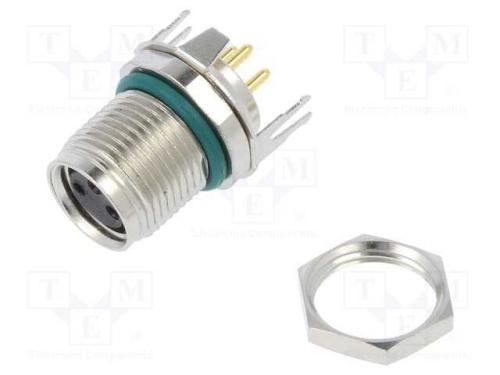Conector: M8, fêmea, PIN: 3, simples, para PCB, t.