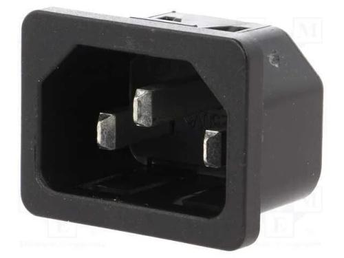 Conector: de alimentação, tomada, macho, 10A, 250.