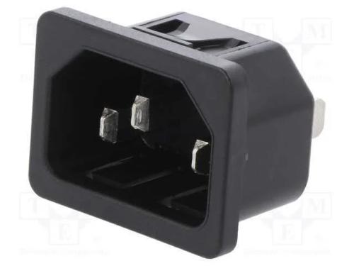 Conector: de alimentação, tomada, macho, 10A, 250.