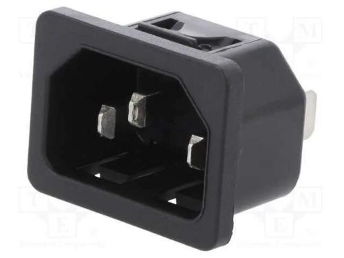 Conector: de alimentação, tomada, macho, 10A, 250.