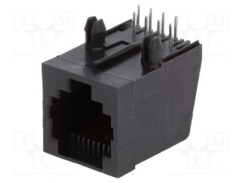 Tomada, RJ45, PIN: 8, Sistema: 8p8c, THT, angular.
