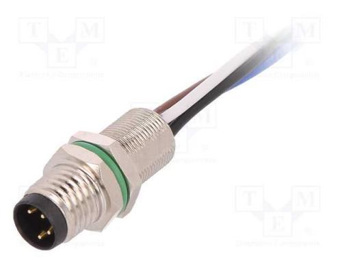 Conector: M8, macho, PIN: 4, para painel,porca de.