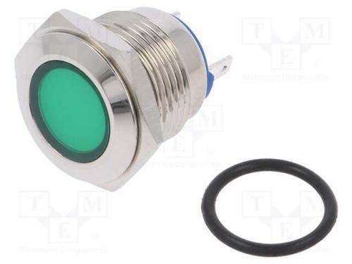 Luz indicadora: LED, plana, verde, 24VDC, 24VAC, .