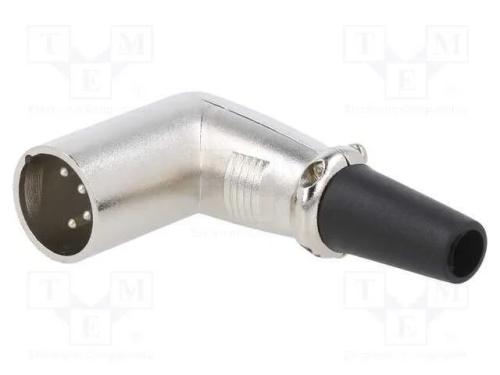 Ficha, Xlr, Macho, Pin: 4, Angulares 90, com Cabo, Solda, Prateado