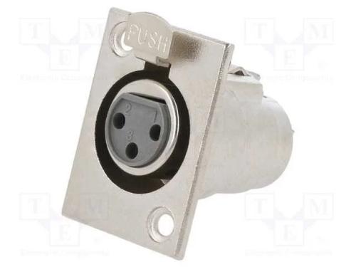 Tomada, Xlr, Fêmea, Pin: 3, com o Botão, para Painel,Roscado, Solda
