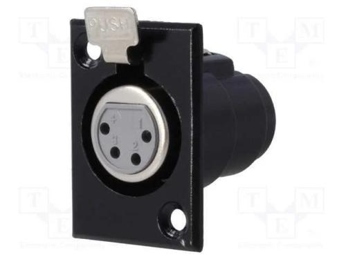 Tomada, Xlr, Fêmea, Pin: 4, com o Botão, para Painel,Roscado, Solda
