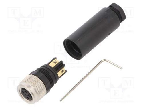 Conector: M8, fêmea, PIN: 4, com cabo, ficha, 4A,.