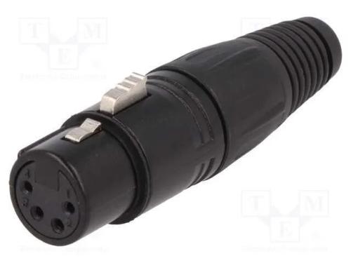 Ficha, Xlr, Fêmea, Pin: 4, Simples, com Cabo, Solda, Prateado, Preta