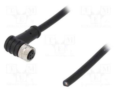 Conector: M8, Fêmea, Pin: 4, Angulares 90, Ficha, 3a, Ip65,Ip67, 30v