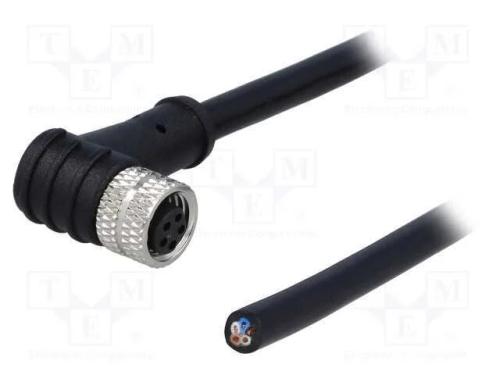 Conector: M8, Fêmea, Pin: 5, Angulares 90, Ficha, 3a, Ip65,Ip67, 30v