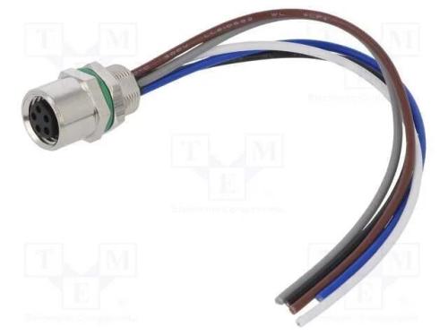 Conector: M8, fêmea, PIN: 5, simples, para painel.