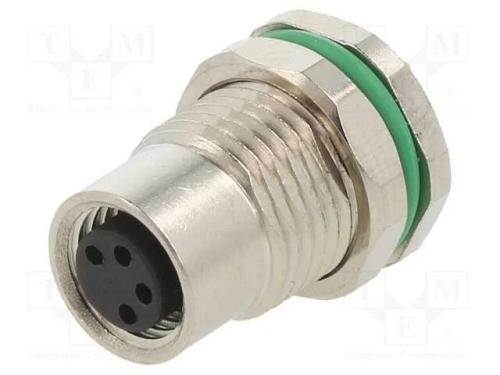 Conector: M8, fêmea, PIN: 4, simples, para painel.