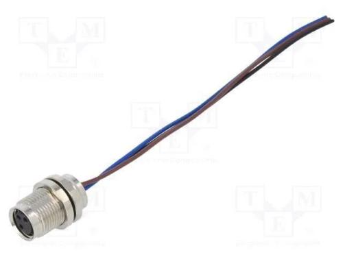 Conector: M8, fêmea, PIN: 3, simples, para painel.