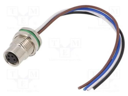 Conector: M8, fêmea, PIN: 4, simples, para painel.