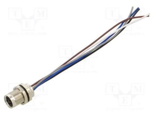 Conector: M8, fêmea, PIN: 5, simples, para painel.