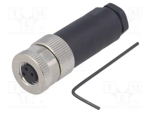 Conector: M8, fêmea, PIN: 3, simples, não blindad.