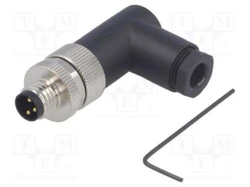 Conector: M8, macho, PIN: 3, angulares 90, não bl.