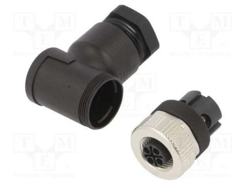 Conector: M12, Ficha, 814, Fêmea, Pin: 4, Rosca Interna,Torcidos