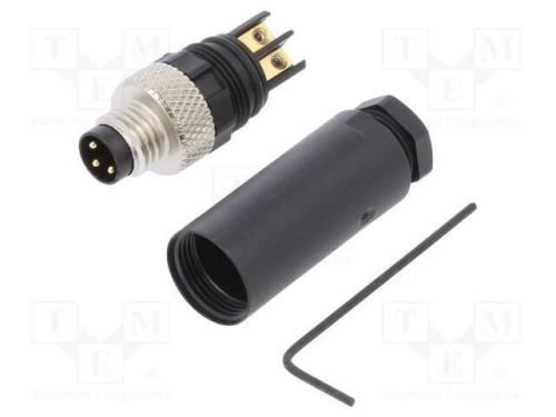 Conector: M8, Ficha, 768, Macho, Pin: 3, Rosca Externa,Torcidos