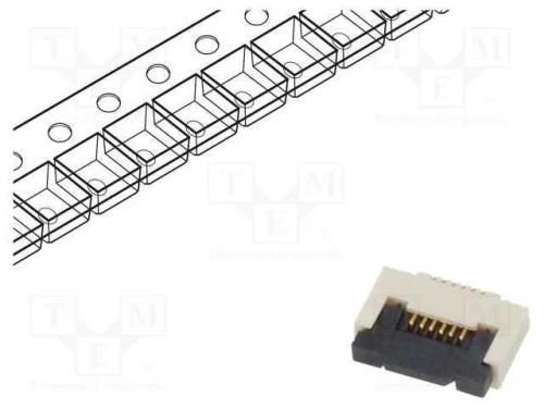 Conector: FFC/FPC, horizontais, PIN: 6, ZIF, SMT,.