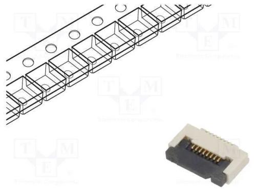 Conector: FFC/FPC, horizontais, PIN: 8, ZIF, SMT,.