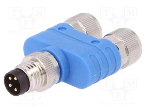 T- Conector, M8 Macho,M8 Fêmea X2, Pin: 4, Y, Ip67, Polarização: a