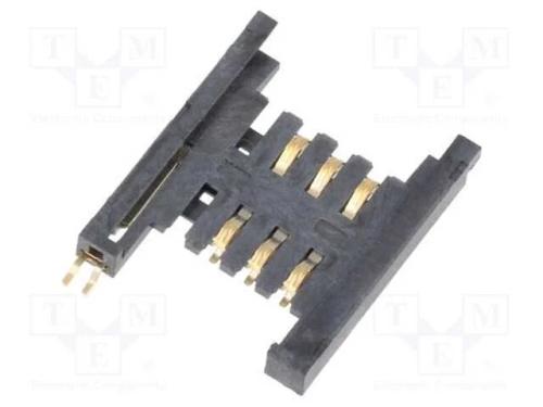 Conector: para Cartões, Sim, Sem Ejetor, Smt, Gold Flash, Pin: 6, 1a