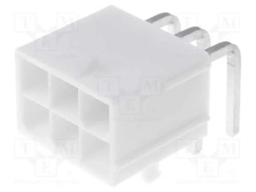 Tomada, Fio-Placa, Macho, Mini-Fit Jr, 4,2mm, Pin: 6, Tht, 13a