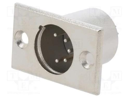 Tomada, Xlr, Macho, Pin: 5, para Painel,Roscado, Solda, Prateado