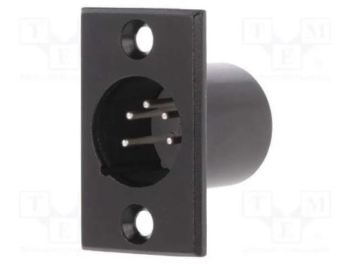 Tomada, Xlr, Macho, Pin: 5, para Painel,Roscado, Solda, Preta, Metal