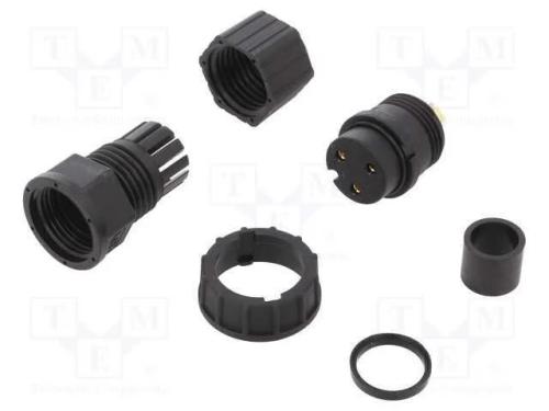 Conector: Redondos, Ficha, Tamanho D, Fêmea, Pin: 3, Dourado, 20a