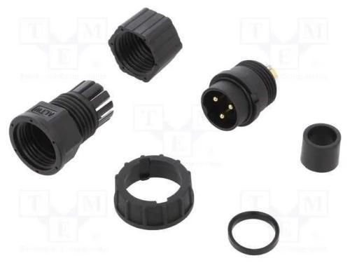 Conector: Redondos, Ficha, Tamanho D, Macho, Pin: 3, Dourado, 20a